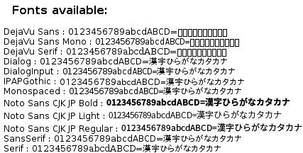 diag listfonts